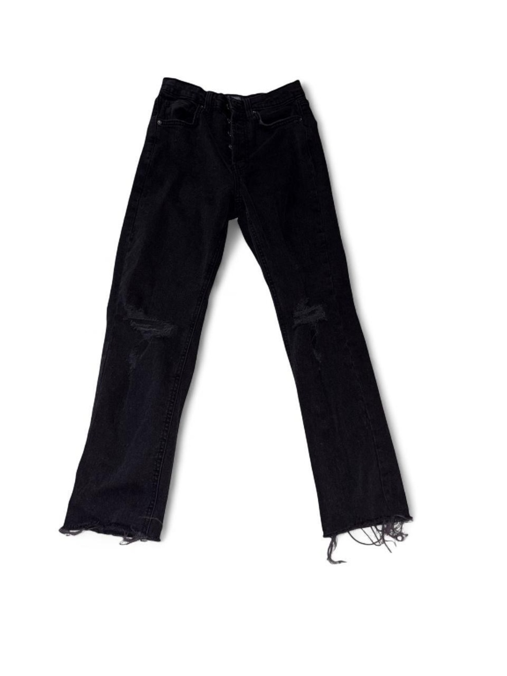 Wild Fable High Rise Straight Black Distressed Jeans